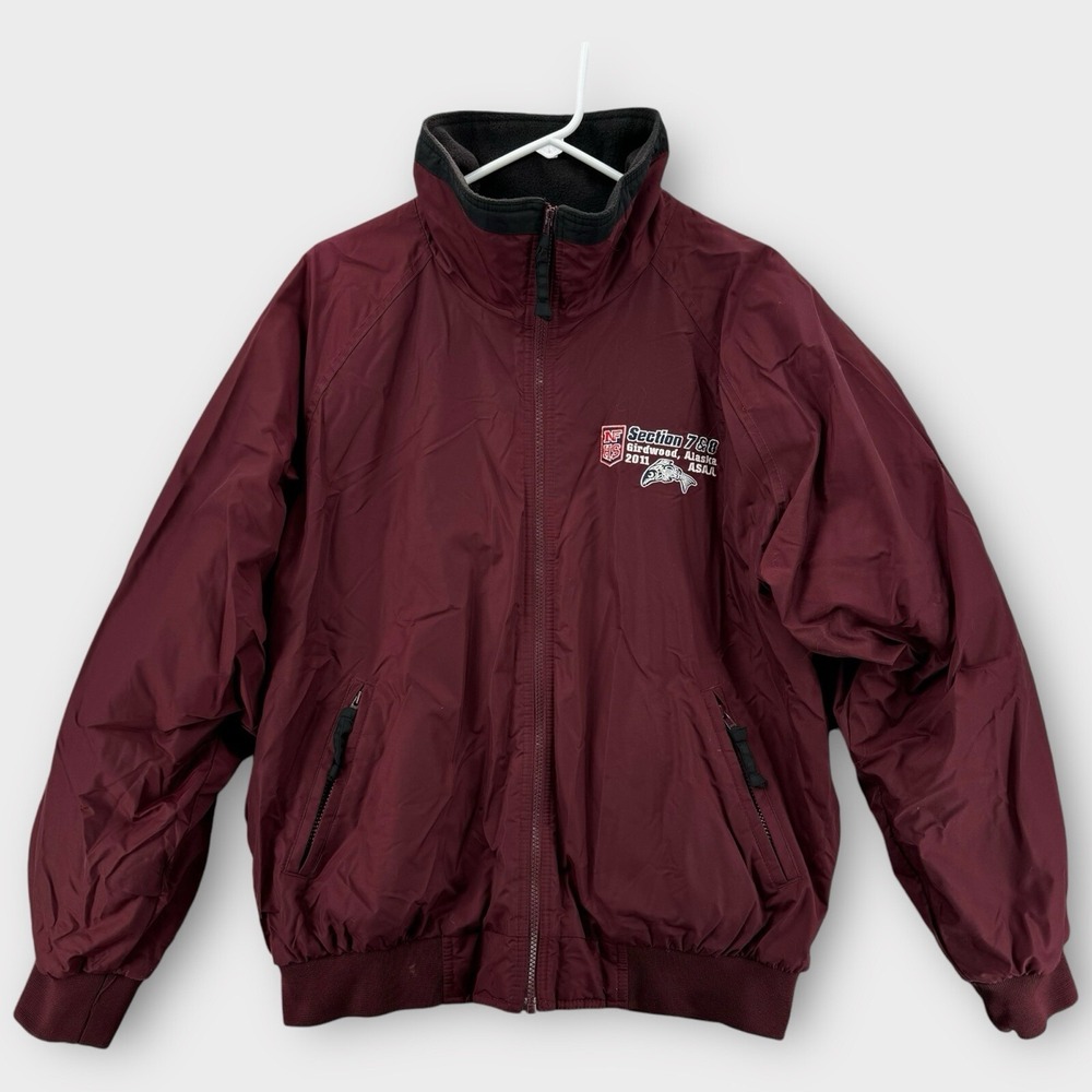 Girdwood Alaska Jacket Mens Large Red NFHS Fishing Windbreaker Coat 2011 Y2K